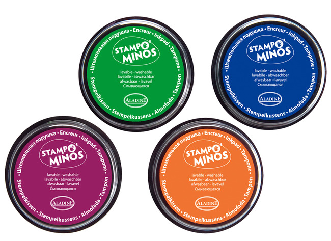 Inktkussens - stempels - Stampo'minos - 8 cm diameter - set van 4 assorti