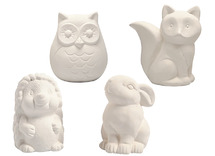 Spaarpot - terracotta - aardewerk - bosdieren - set van 4 assorti
