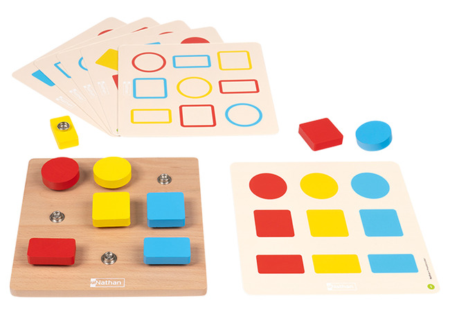 Spel - drukknop kleur en vorm - Nathan Pressioncolor - kleur en vorm - hout - per spel