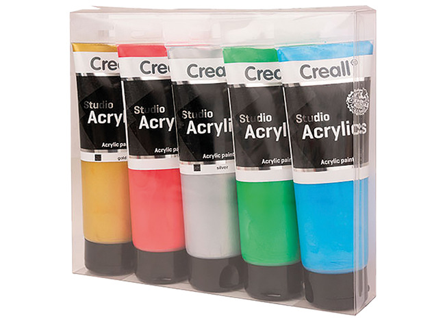 Verf - acrylverf - Creall Studio - metallic - tubes - 120 ml - set van 5 assorti