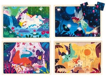 Puzzel - themapuzzel - Nathan - sprookjes - zeemeermin - elfje - draak - unicorn - hout - set van 4 assorti