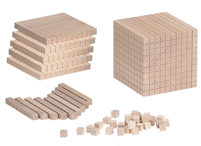 Rekenblokken - MAB - tot 1000 - hout - blokkenset - rekenen - per set