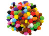 Pompons - rijgpompons - kraalpompons - gekleurd - 1,5 cm tot 4 cm diameter - decoratie - set van 100 assorti