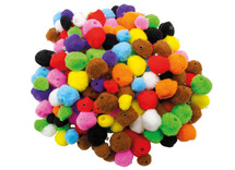 Decoratie - rijgpompons - kraalpompons - gekleurd - 1,5 cm tot 4 cm diameter - set van 200 assorti