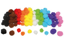 Decoratie - rijgpompons - kraalpompons - gekleurd - 1,5 cm tot 4 cm diameter - set van 200 assorti