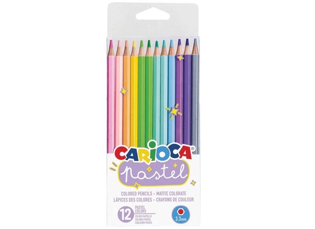 KLEURPOTLODEN - CARIOCA - PASTELKLEUREN - SET VAN 12
