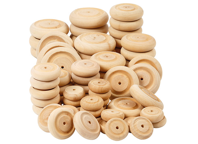 Vormen - wielen - hout - decoratie - set van 160