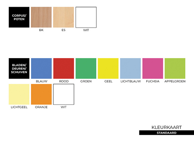 KAST - BASIC - 1 KOLOM - MET 4 LADEN - ONDERSTEL WIT - LADE WIT - PER STUK