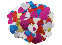 Stickers - foam - hartjes - glitter - set van 200