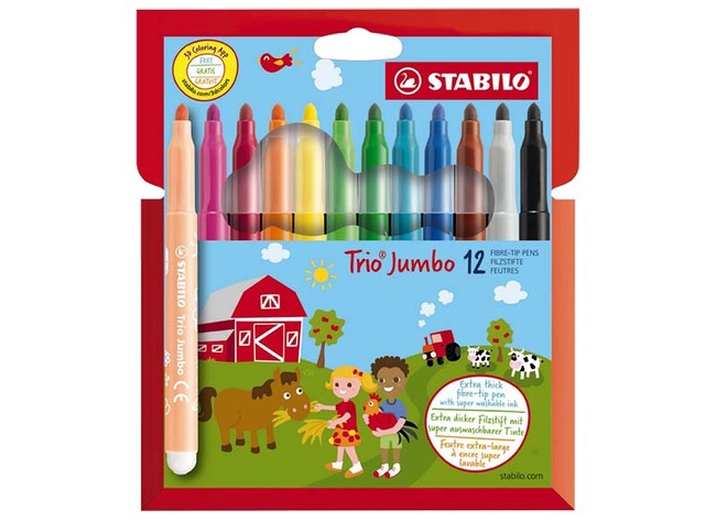 Marqueurs - marqueurs de couleur - Stabilo Trio Jumbo - triangulaires - set de 12 assorti