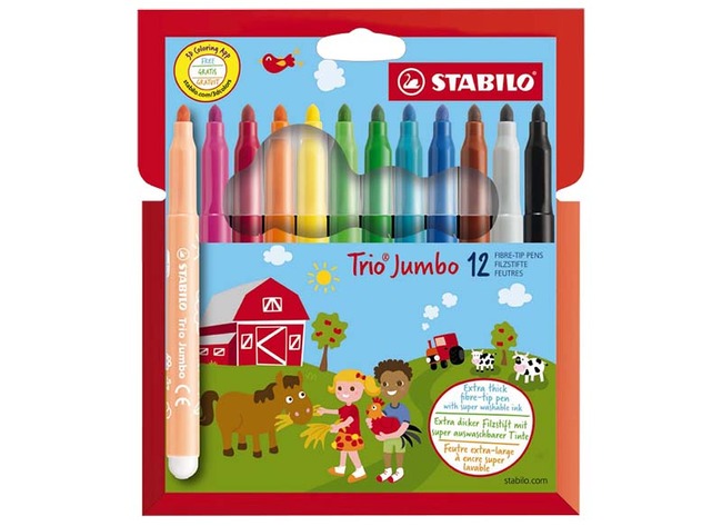 Stiften - Kleurstiften - Stabilo - Trio Jumbo - Driekantig - Assortiment Van 12