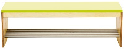 GARDEROBE - BANK - METALEN SCHOENREK - HOUT GROEN