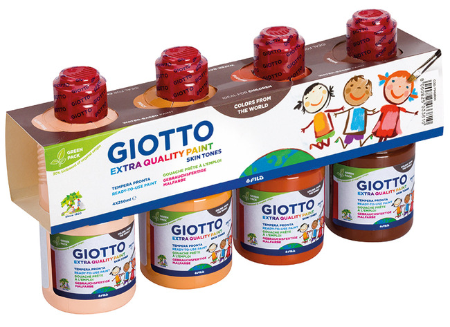 Verf - huidskleurverf - Giotto - extra kwaliteit - 4 x 250 ml - set van 4 assorti