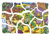 Lagenpuzzel - 4 in 1 puzzel - dino's - 44 stukjes - glow in the dark - hout - per stuk