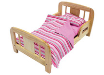 Speelmeubel - bedje opgemaakt - poppenmeubels - hout - 60 x 38 x 24 cm - per stuk