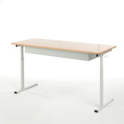 Leerlingentafel - Tau - Dubbel - Niet Verstelbaar - Zonder Boekenvak - 76 cm - onderstel ral 7037 (donkergrijs) - blad beuk - per stuk