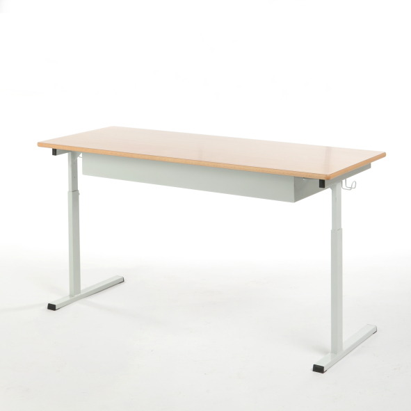 Leerlingentafel - Tau - Dubbel - Niet Verstelbaar - Zonder Boekenvak - 64 cm - onderstel ral 1018 (geel) - blad beuk - per stuk