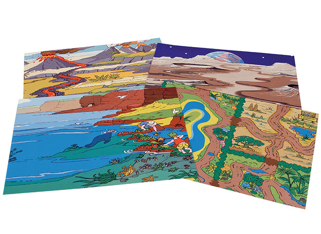 Speelmat - landschappen, stad en platte land, verkeer - 100 x 75 cm - set van 4