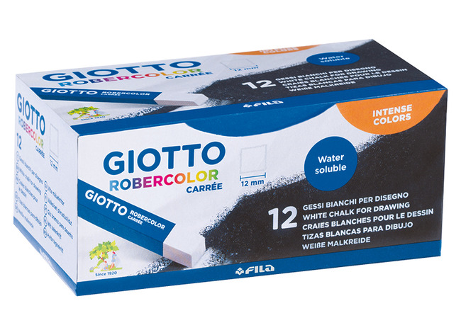 Krijt - Giotto - Robercolor - vierkantig - wit - set van 12