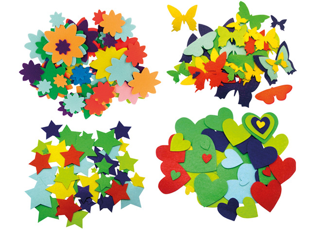 Stickers en feutre - formes diverses - autocollantes - budget - set/600