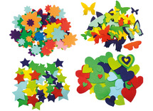 Stickers - vilt - decoratie - verschillende kleuren en vormen - budget - voordeelpakket - zelfklevend - set van 600 assorti