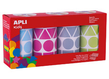 Stickers - Apli - op rol - geometrisch - 2,7 cm - fuchsia, blauw, groen, grijs - per rol