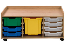 Speelmeubel - speeltafel op wieltjes met opbergruimte - kruiphoogte 77 x 104 x 46 cm - beuk, lichte esdoorn, wit - speelhoek