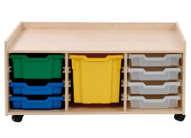 Speelmeubel - speeltafel op wieltjes met opbergruimte - kruiphoogte 77 x 104 x 46 cm - beuk, lichte esdoorn, wit - speelhoek