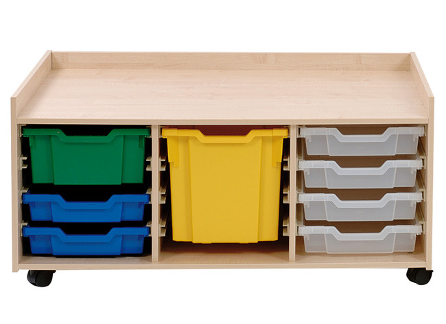 Speelmeubel - speeltafel op wieltjes met opbergruimte - kruiphoogte 77 x 104 x 46 cm - beuk, lichte esdoorn, wit - speelhoek
