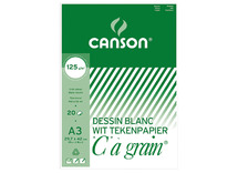 Papier - tekenpapier - Canson Càgrain - A3 - 125 g - wit - pak van 20 vellen