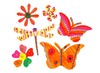 Figuren - vlinders, libellen en bloemen - karton - blanco - set van 362 assorti