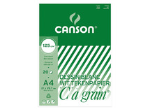 Papier - tekenpapier - Canson - A4 - wit - càgrain - 125 g - 20 vellen