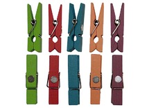 Magneten - wasknijpers - mini - hout - gekleurd - set van 10 assorti