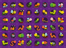 Stickers - fantasie - dieren - insecten - 48 motieven - set van 960 assorti