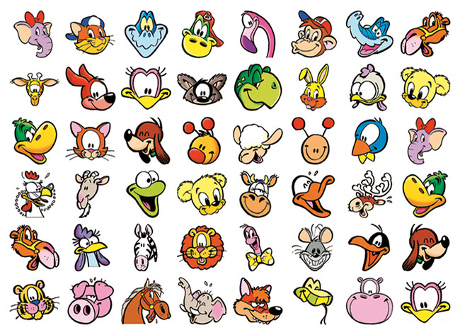 Stickers - fantasie - dieren - vrolijke dierenkopjes - 48 motieven - set van 960 assorti