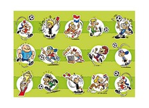 Stickers - fantasie - populair - voetballers - 40 motieven - assortiment van 800