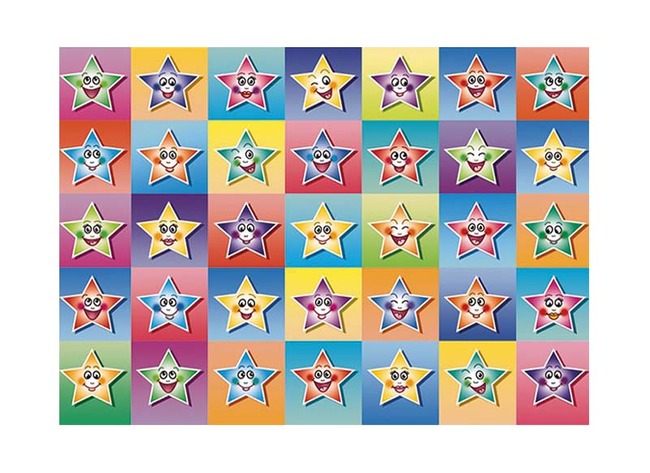 Stickers - fantasie - smileys - vrolijke sterren - 48 motieven - set van 960 assorti
