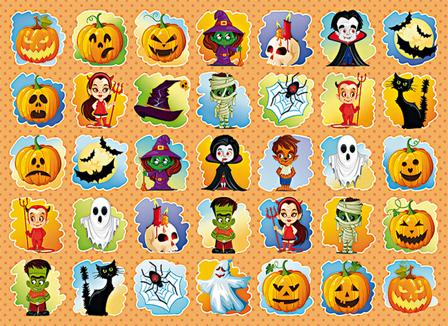 Stickers - fantasie - populair - halloween - 35 motieven - set van 700 assorti