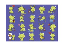 Stickers - fantasie - grappige kikkers - 40 motieven - set van 800 assorti
