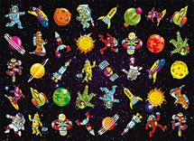 Stickers - fantasie - ruimtevaart - 40 motieven - assortiment van 800
