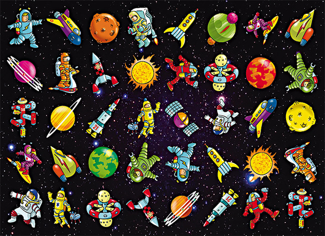 Stickers - fantasie - ruimtevaart - 40 motieven - set van 800 assorti