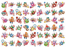 Stickers - fantasie - gekke ballen - 54 motieven - set van 1080 assorti