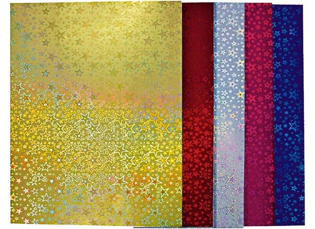 Papier holographique - 230g - 25 x 35cm - set 5 coul