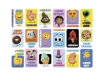 Stickers - emoji's met Engelse teksten - 36 motieven - assortiment van 720