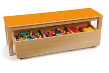 ZITBANK - HOUTEN POTEN - GEKLEURD BLAD