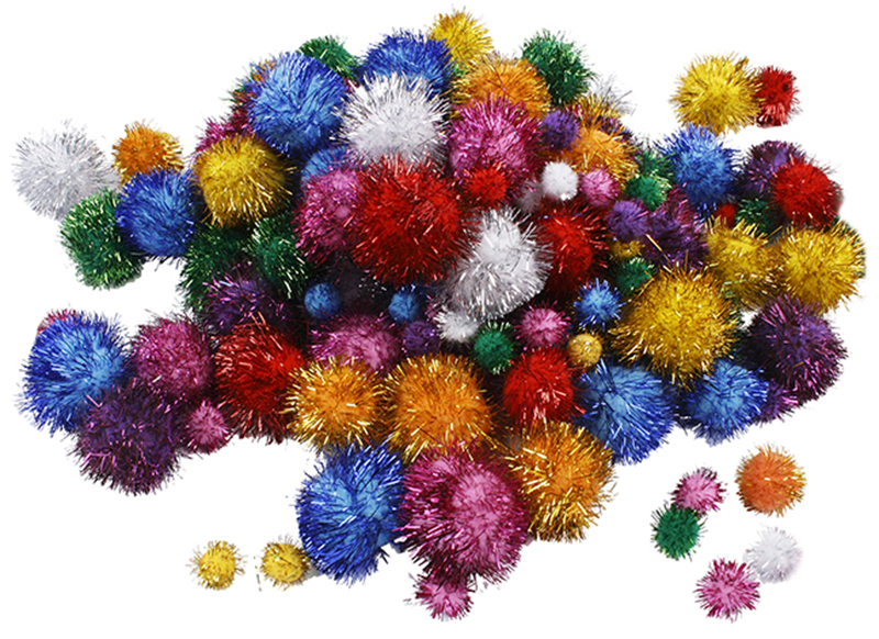 Typisch Flipper begroting Decoratie - pompons - glitter - 1 tot 2,5 cm diameter - set van 200 assorti  - Baert