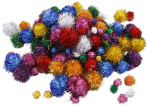 Decoratie - pompons - glitter - 1 tot 2,5 cm diameter - set van 200