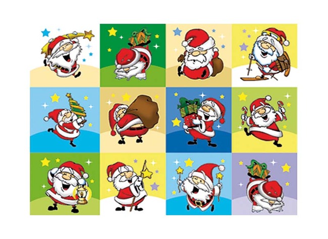 Stickers - seizoenen en feesten - kerstmannen - 35 motieven - set van 700 assorti