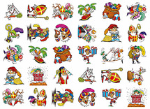 Stickers - seizoenen en feesten - sinterklaas en de roetpietjes - 30 motieven - set van 600 assorti