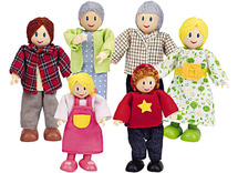 Poppen - spelfiguren - Hape - gezin - europees - set van 6 assorti